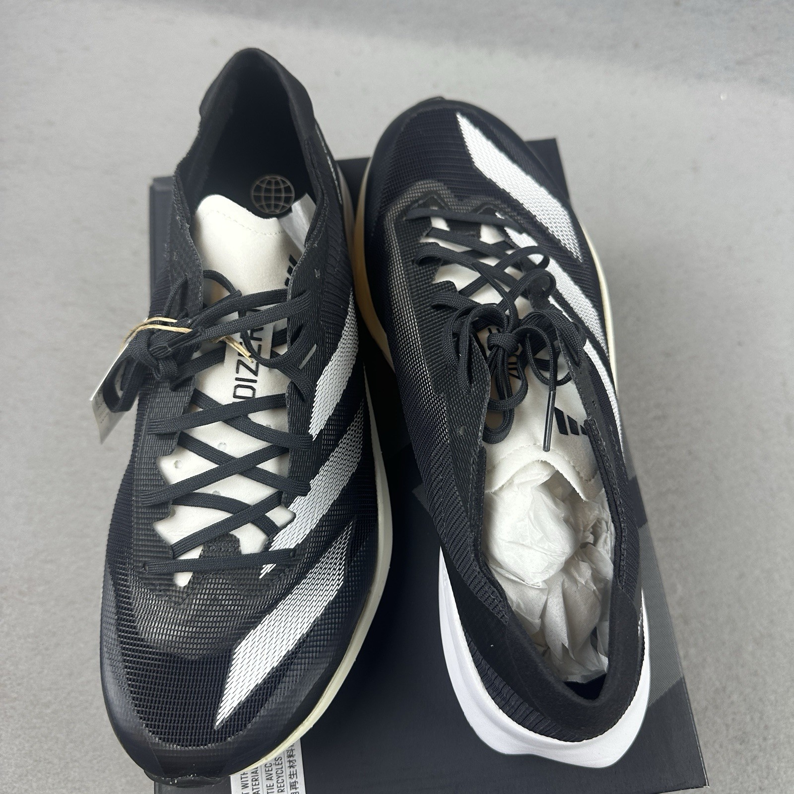 Adidas Adizero Adios 8M Low Running Shoes Black Mens 10.5 ID6902 New In Box