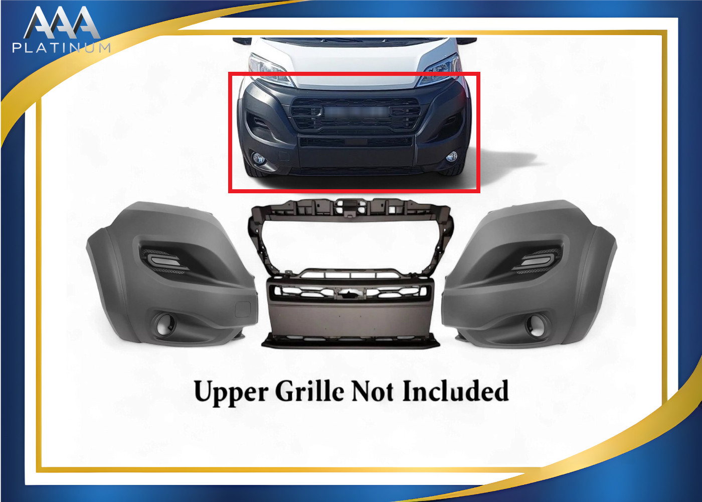 For 2023 2025 Ram Promaster 1500-3500 Front Bumper Left Right Center Cover Set