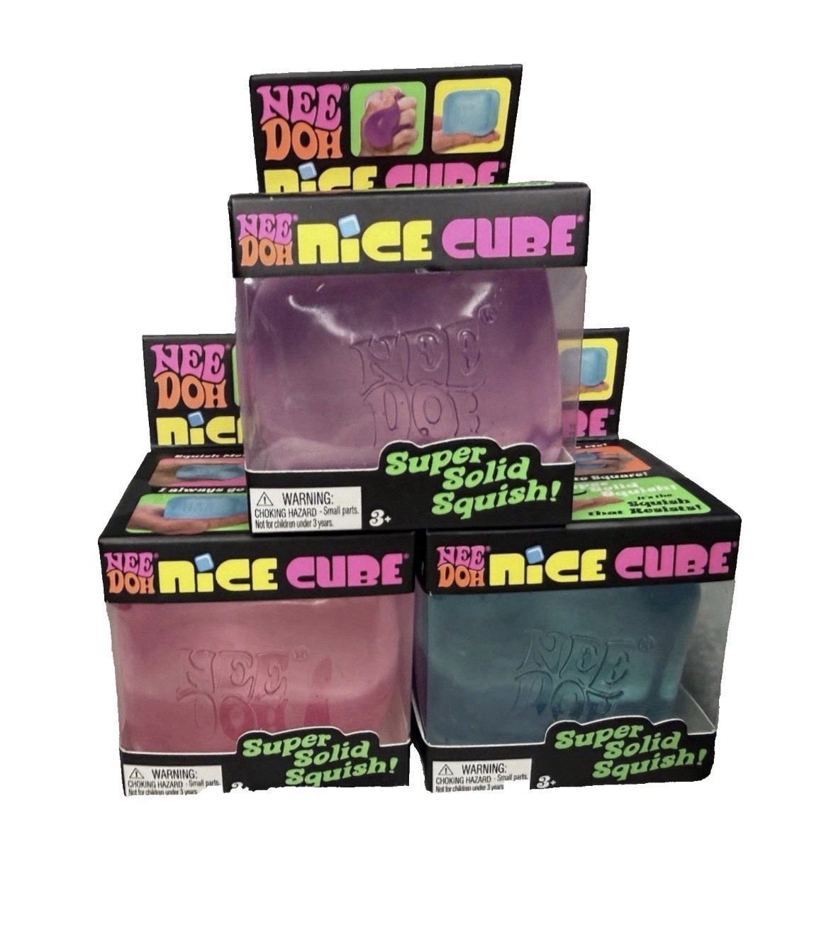 NeeDoh Nice Cube 3 Pack - 1 Blue, 1 Purple, 1 Pink - NEW / SEALED / AUTHENTIC‼️