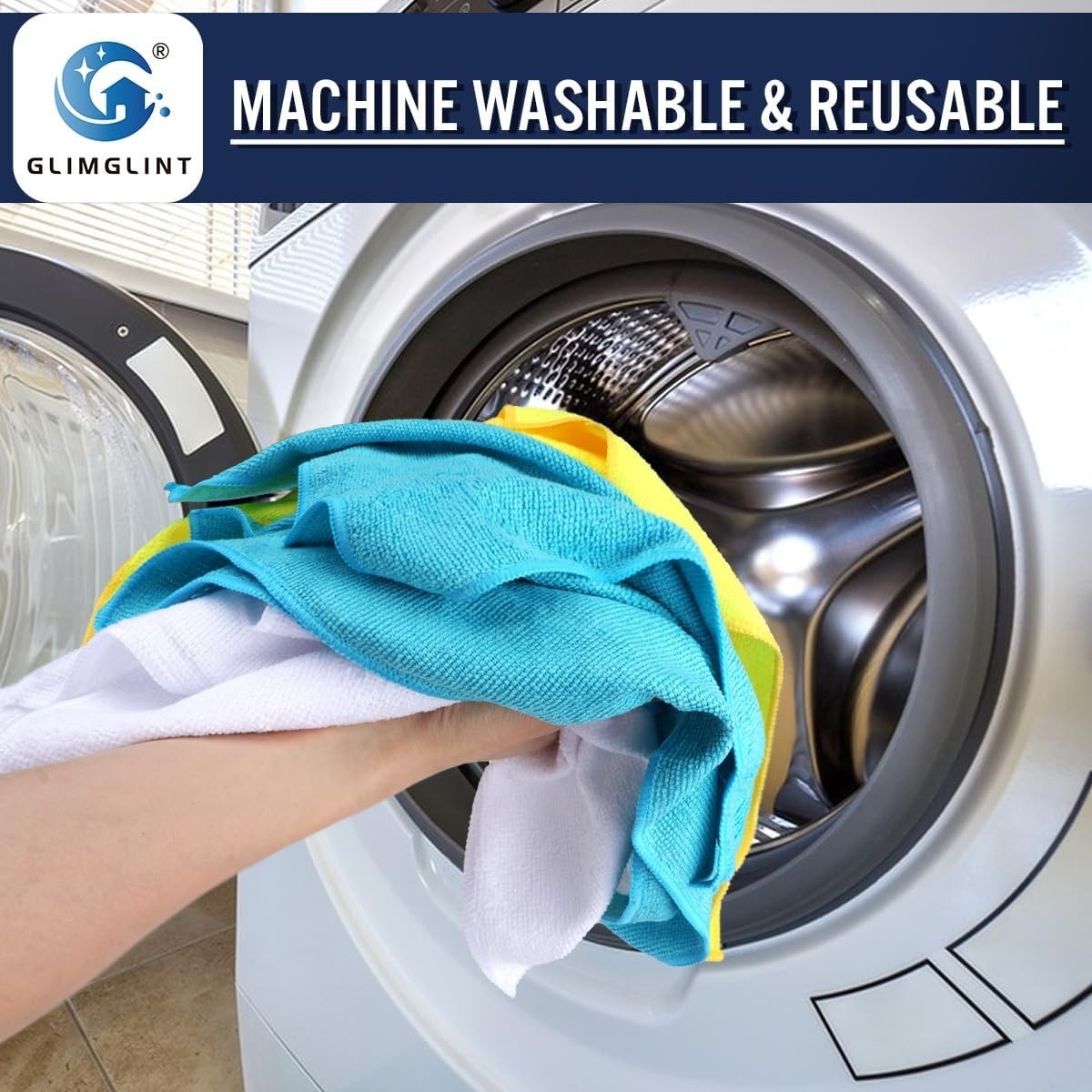 Eco-Friendly 12 Pack Microfiber Cleaning Rags - Multi-Surface, Machine Washable
