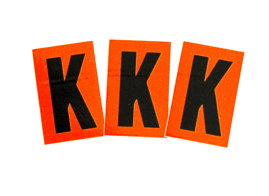 1" X 1.5" REFLECTIVE DECAL "K" BLACK ON ORANGE 25/PK - 10033456