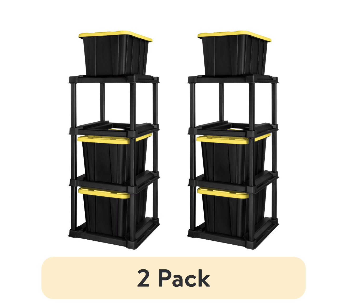 (2 pack) 4 Tier Tote Rack, Holds Four 27 Gallon Industrial Storage Totes, Black
