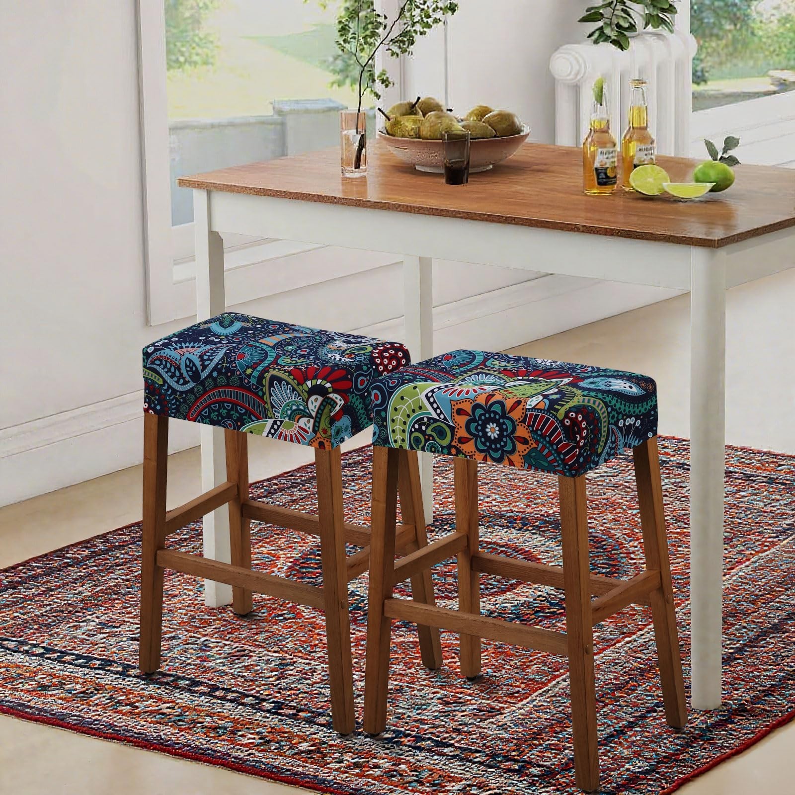 YISUN Stool Covers Rectangle - 2 Pack Stretch Waterproof Saddle Seat Cover Co...