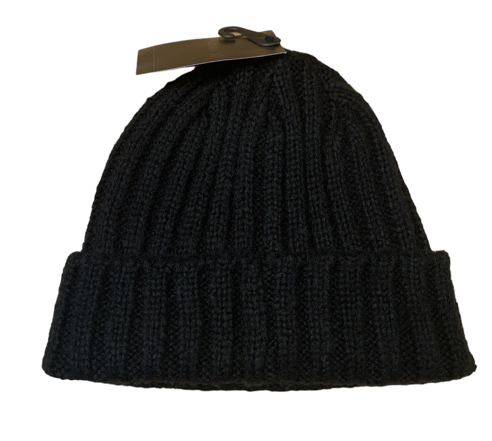 HURLEY Black Ribbed Beanie Hat - New With Tag