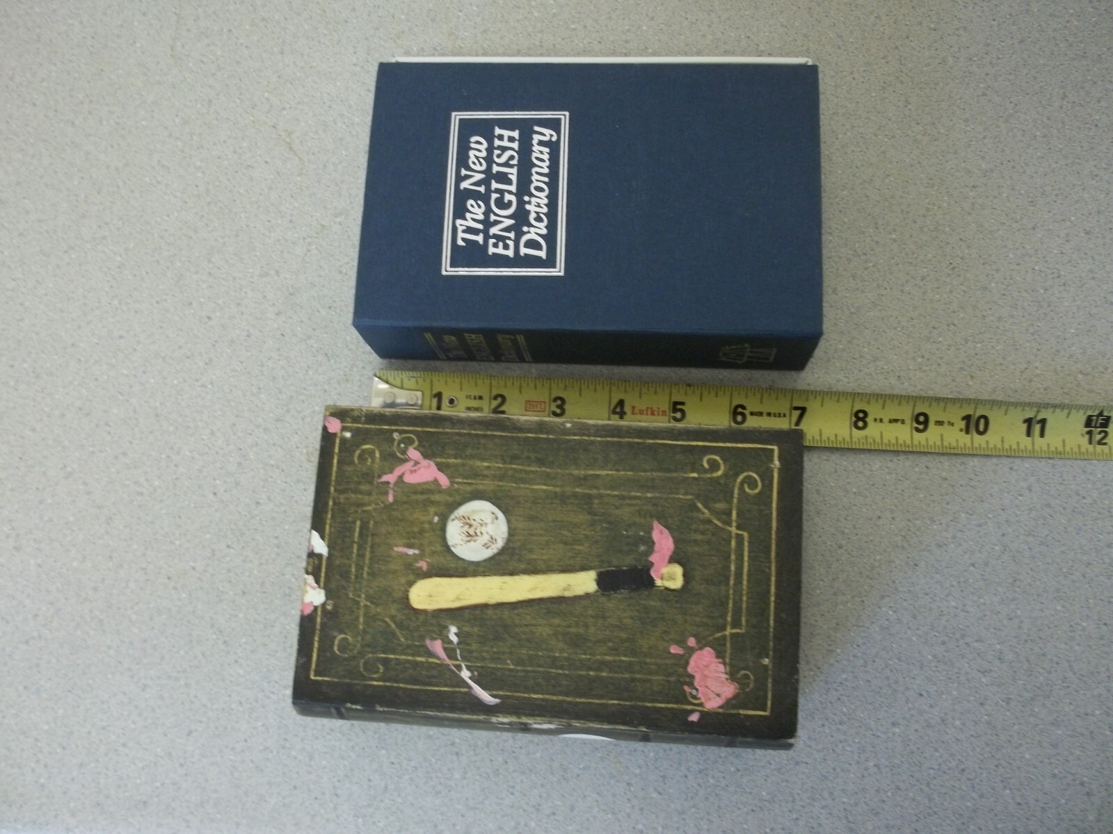 Book safes storage boxes Book Stack Dictionary and Baseball themed hideaway