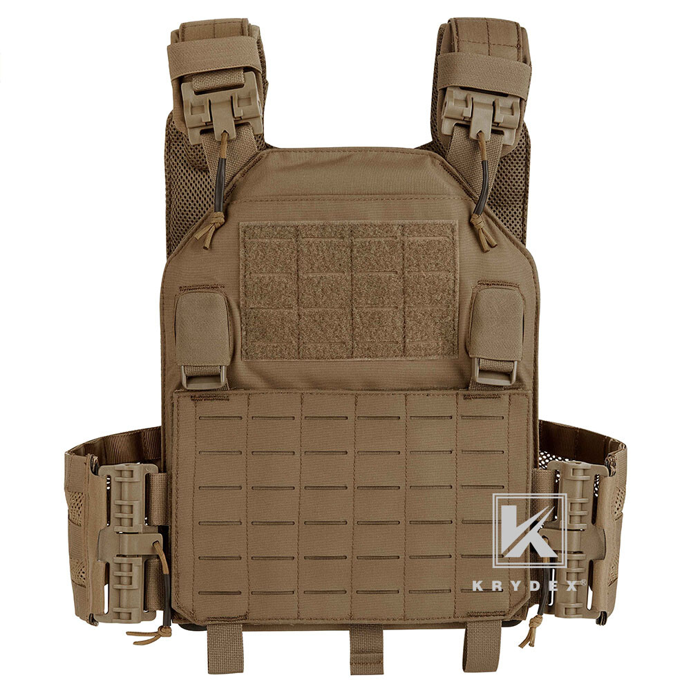 KRYDEX Tactical Plate Carrier Vest Laser Cut MOLLE Quick Release Buckle Coyote