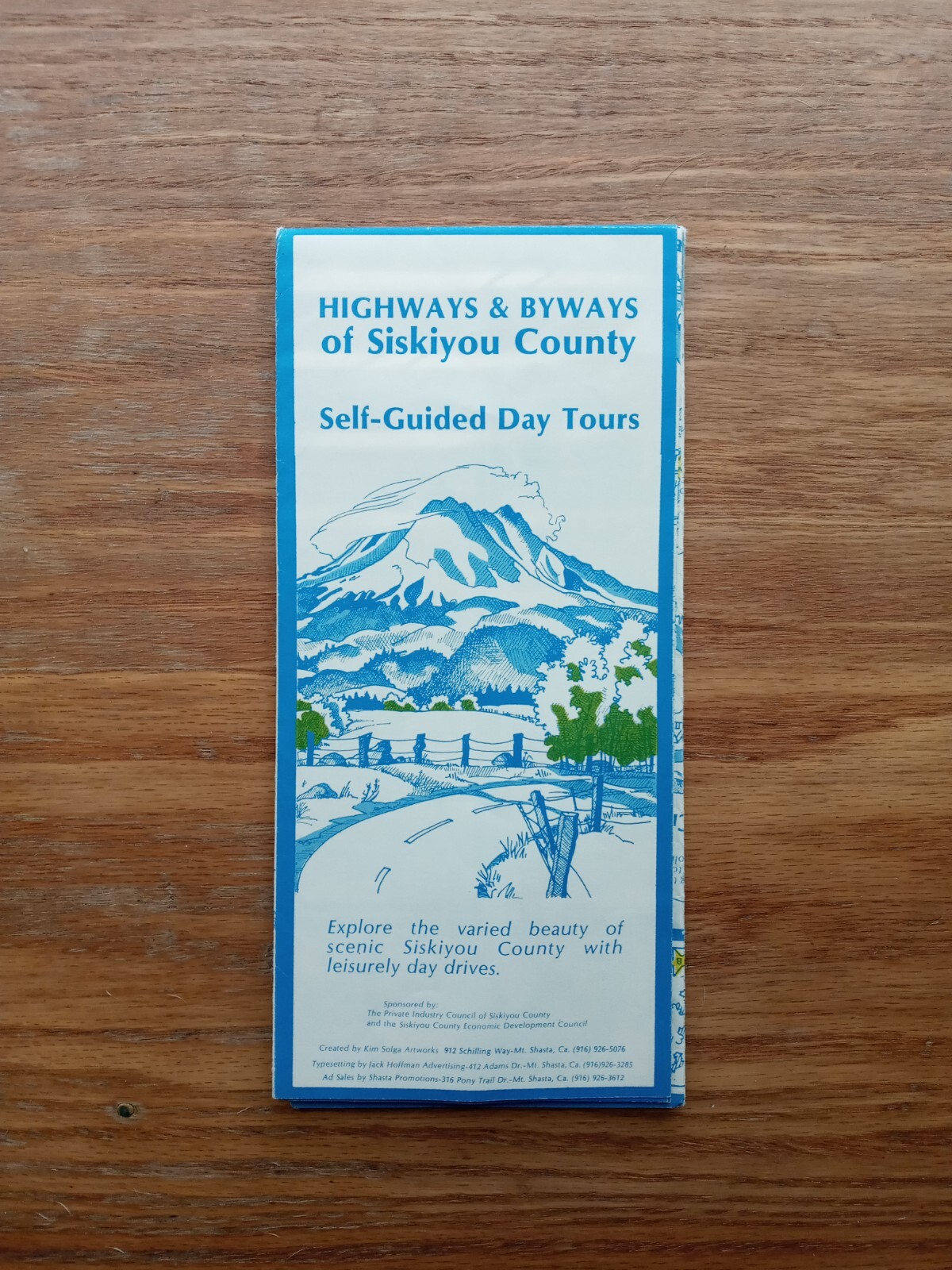 RARE VINTAGE HIGHWAYS AND BYWAYS OF SISKIYOU COUNTY CALIFORNIA CARTOON MAP 1985