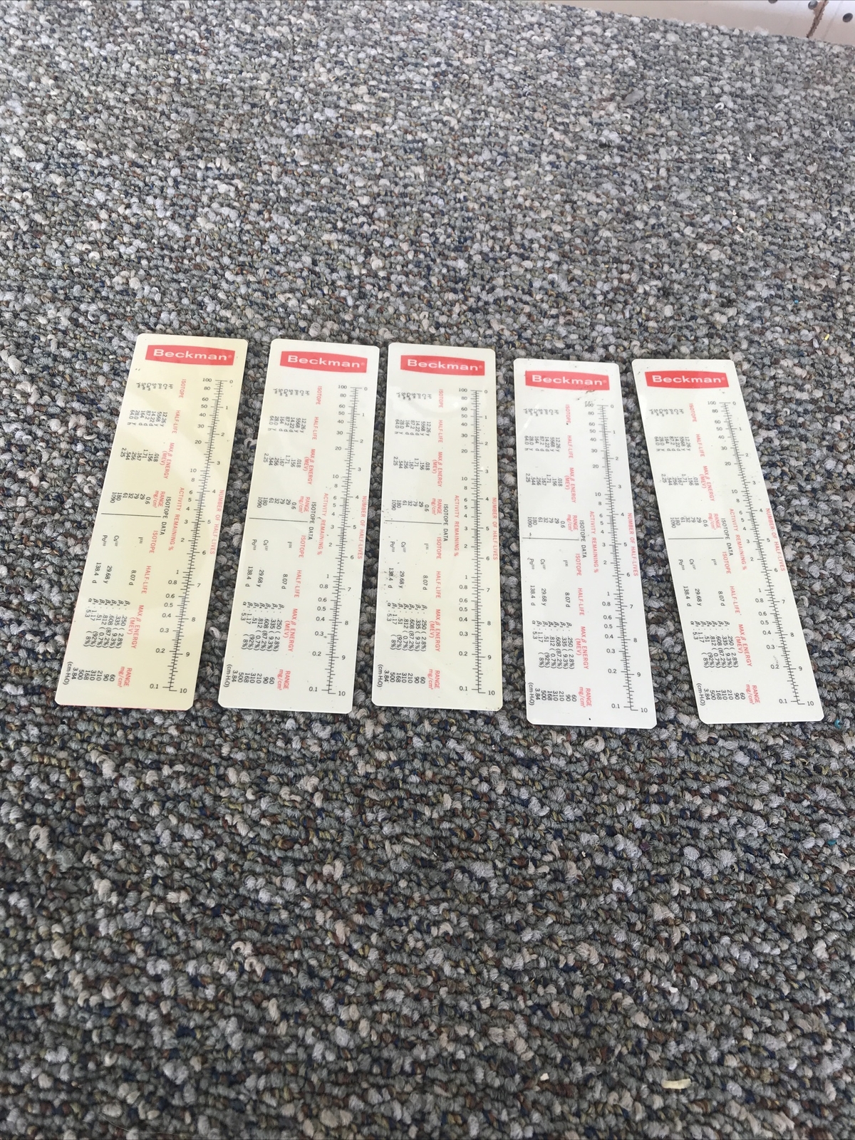 Beckman Scientific Instruments Division~item 60~radioactive decay table ruler