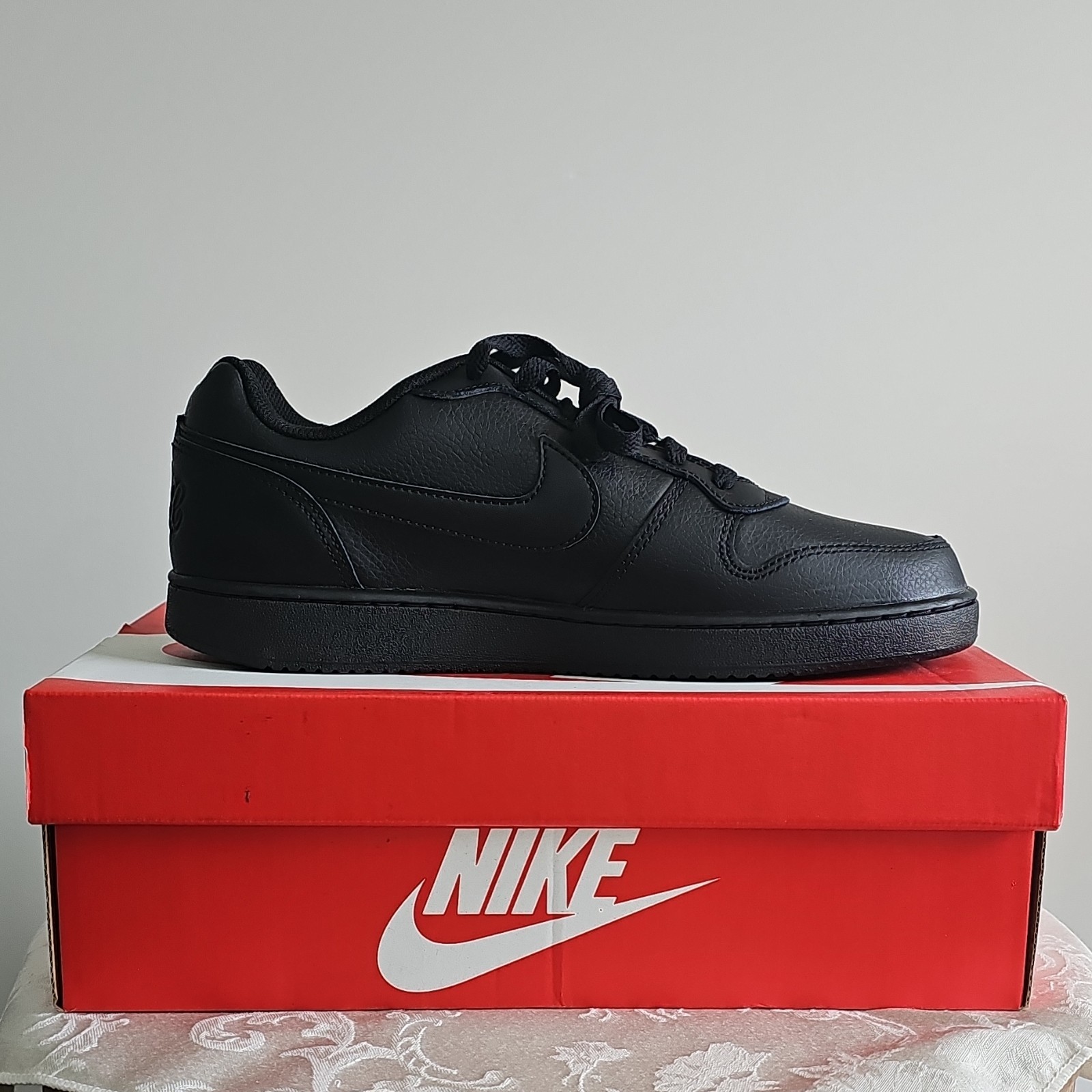 Nike Ebernon Low Triple Black Men’s Low Top Leather Sneakers AQ1775-003