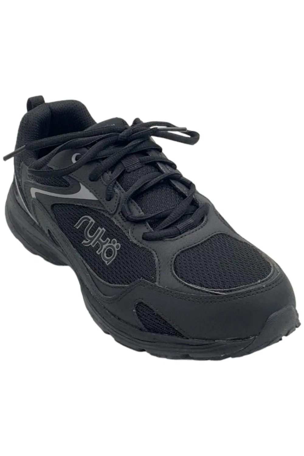 Ryka Leather & Mesh Anatomic Walking Sneaker Standout Black