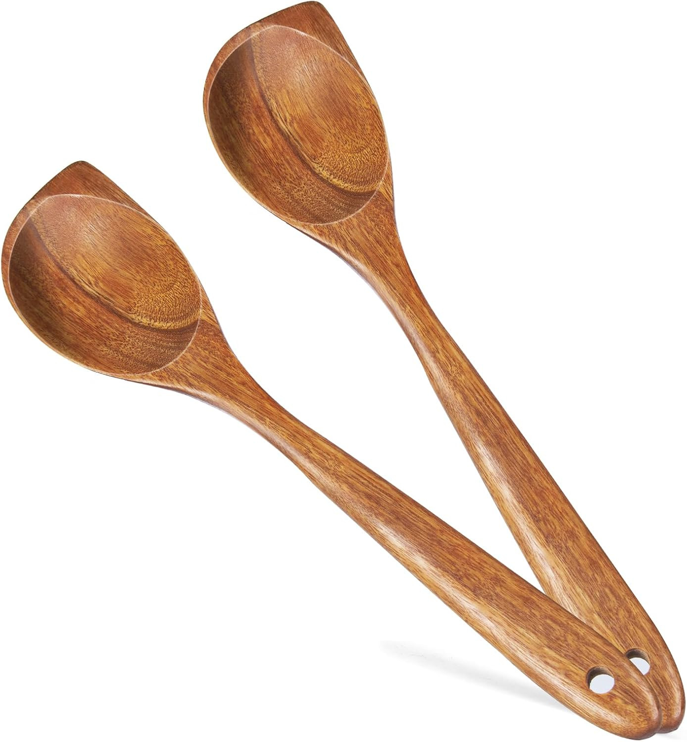 2 Pack Premium wooden spoons for cooking - Acacia Wood Kitchen utensils for Cook