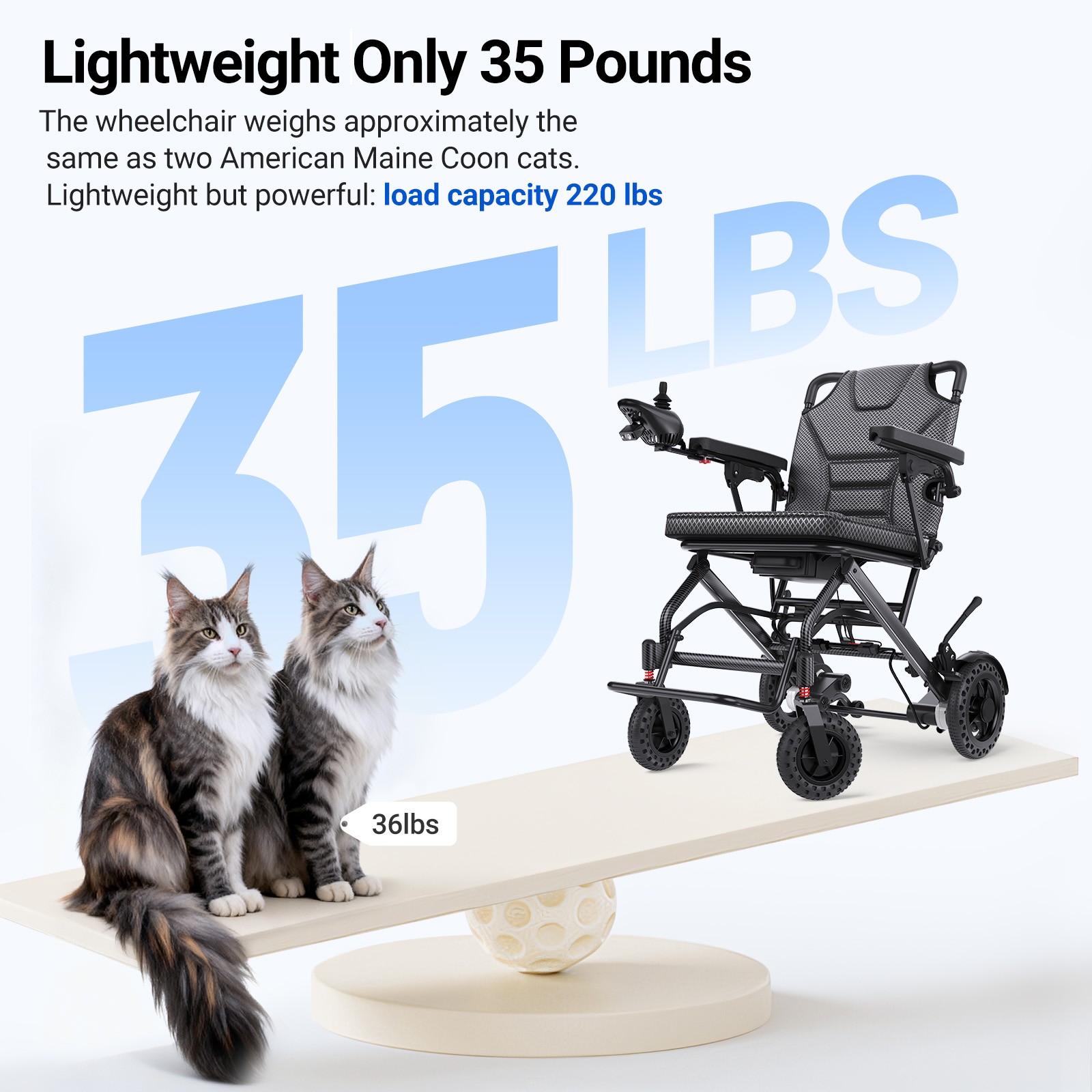 Used 35lbs Lightweight Electric Wheelchair with Wide Seat 18.5" 12Ah Foldable