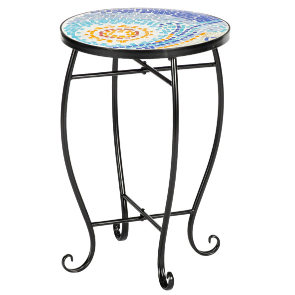 Blue Hawaiian Sun Mosaic Round Terrace Bistro Afternoon Tea Table Artistic decor