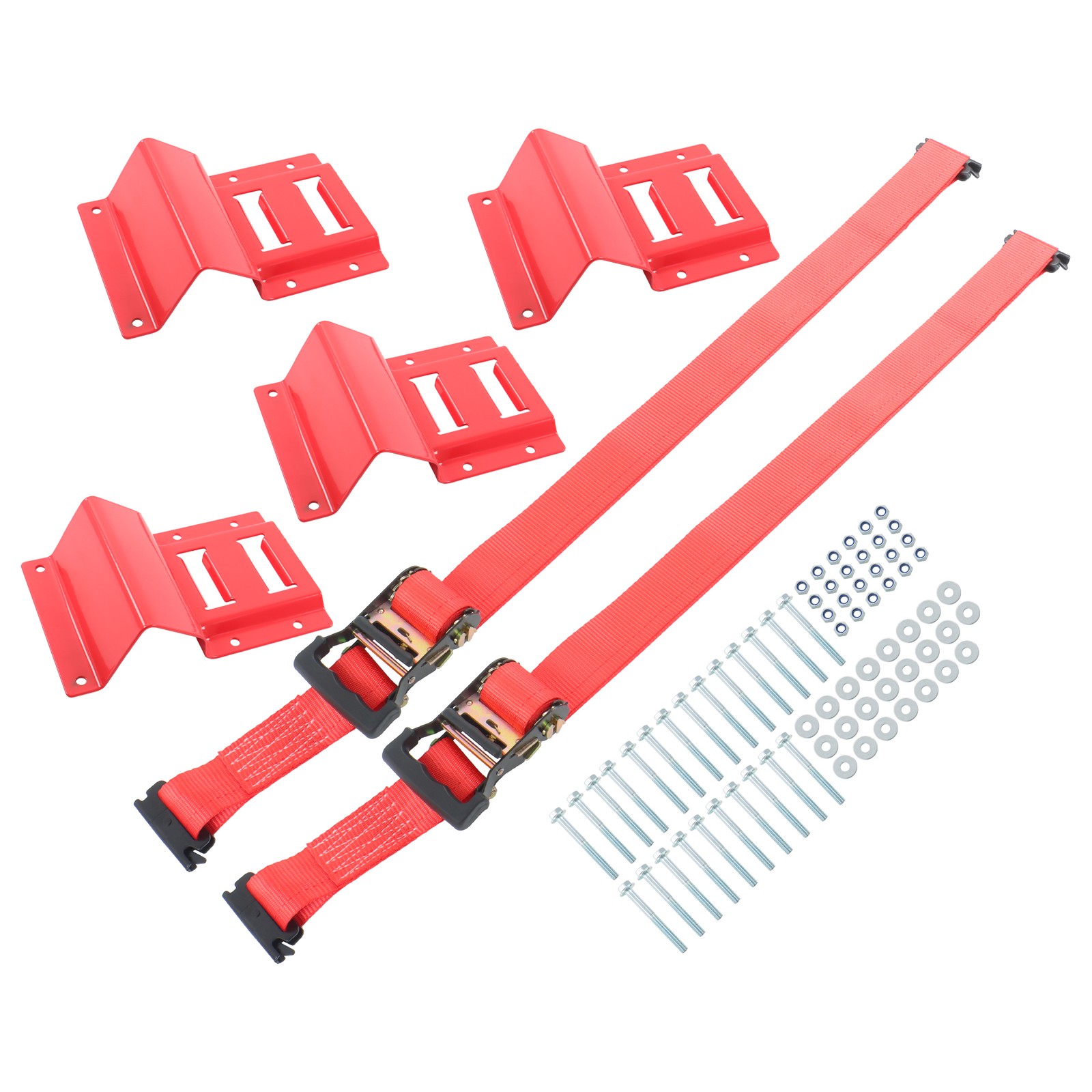 Labwork 2 PCS 8' Heavy Duty Trailer Tire Ratchet Straps 4 PCS Wheel Chocks