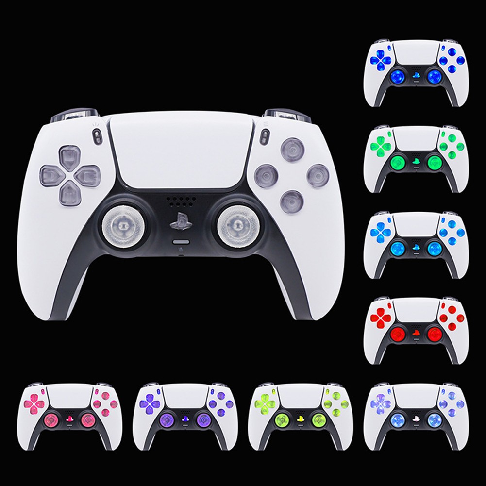8-Color Luminated D-Pad Thumbsticks LED Face Buttons DIY Kit for PS5 Controller