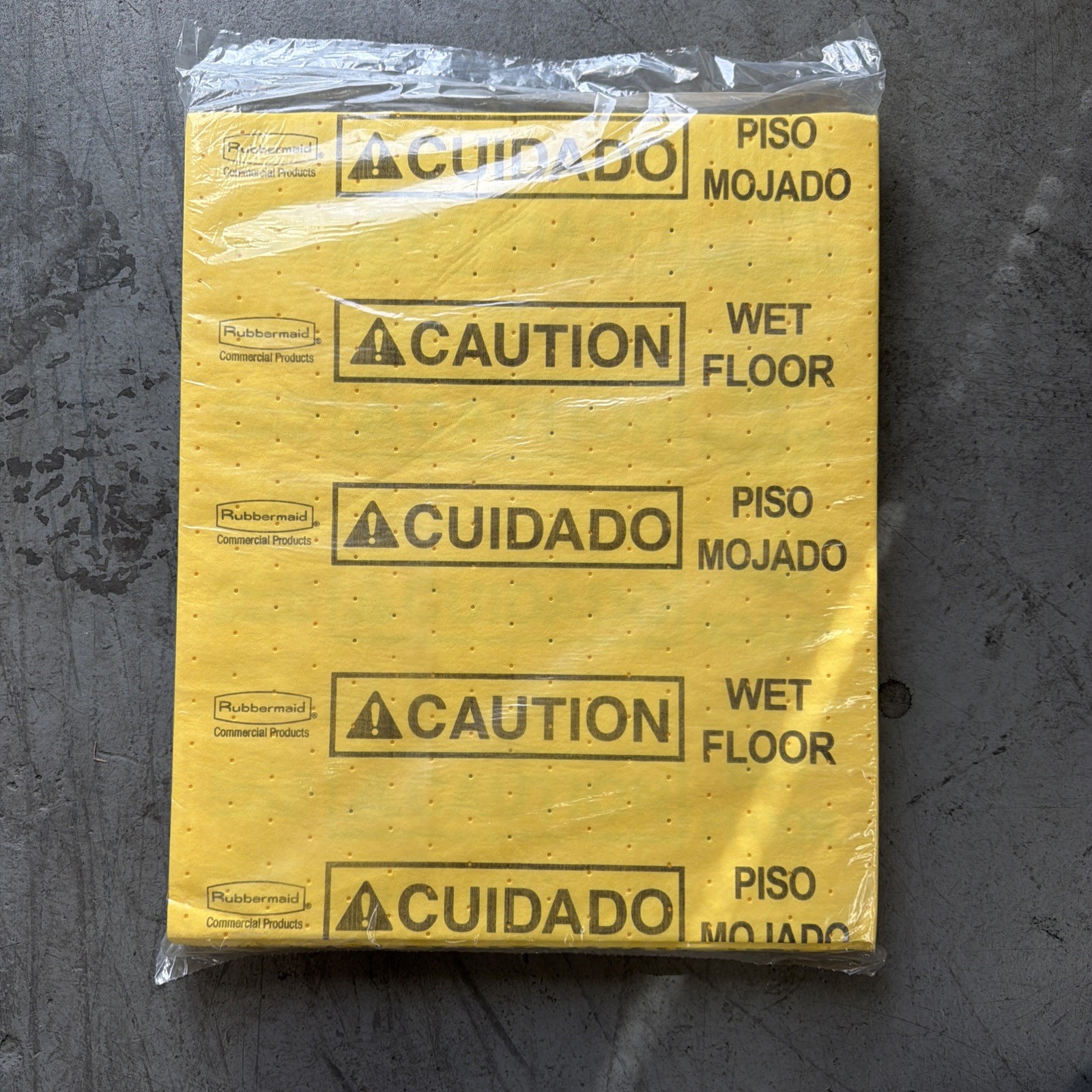 Rubbermaid Commercial 4252 Yellow Caution Wet Floor Over-the-Spill Pads 22 Pads