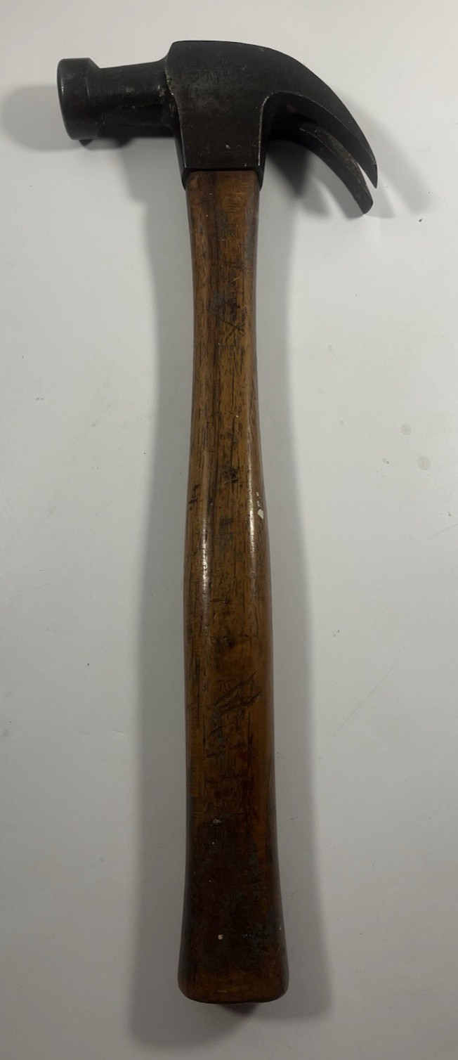 Vintage Stanley USA 16 oz Claw Hammer – Original Hickory Handle – 1940s-50s Tool