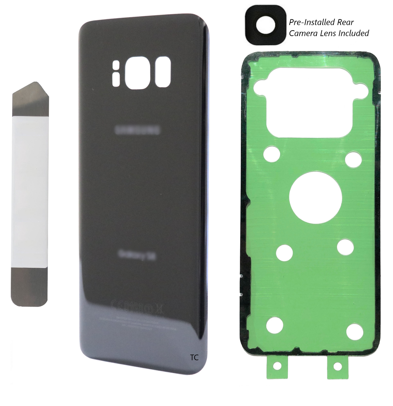 Replacement Back Glass Cover with Lens Adhesive And Tool for Samsung S8 Black