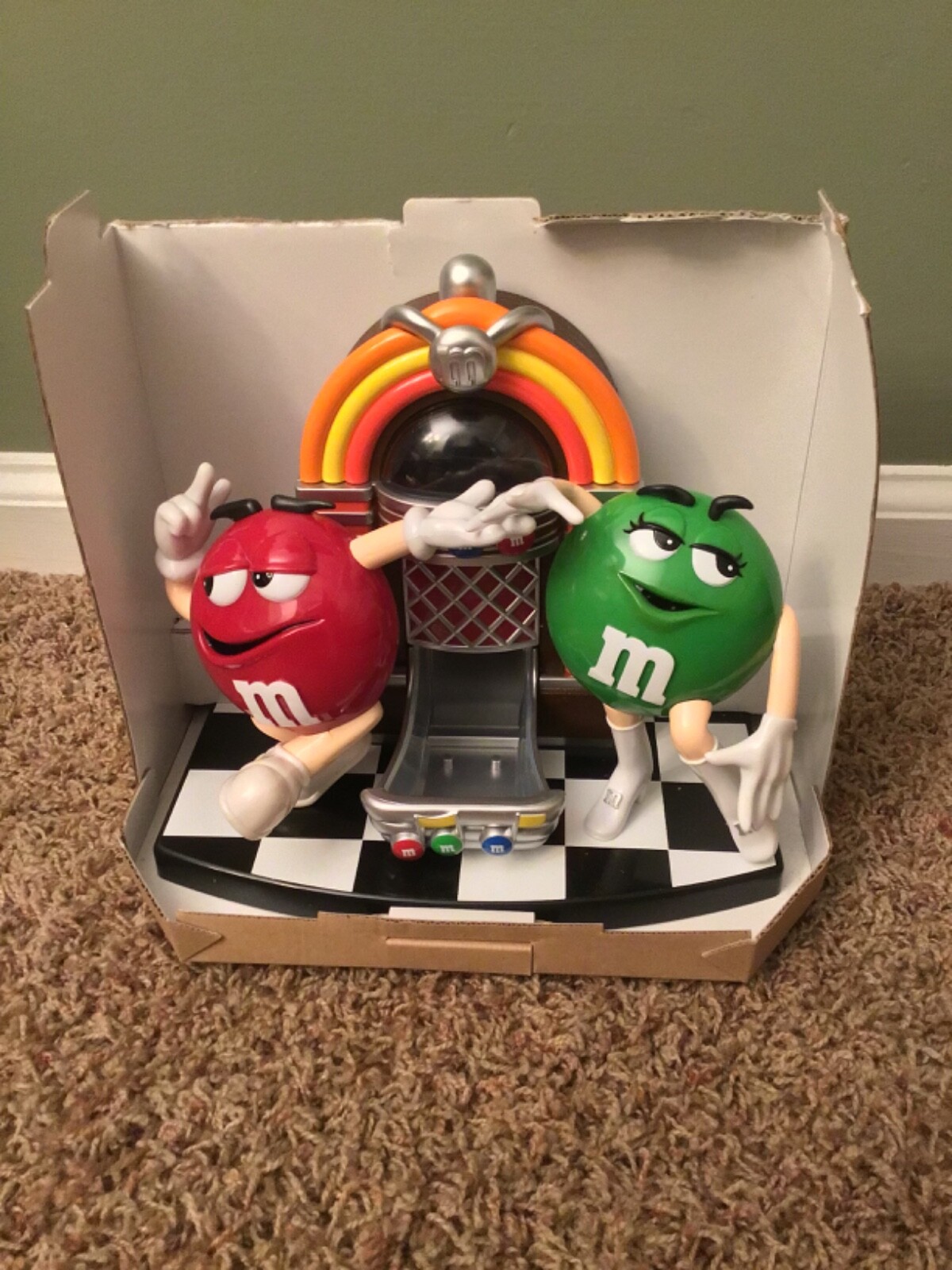 M&M Rockin Roll Cafe Candy Dispenser Red and Green