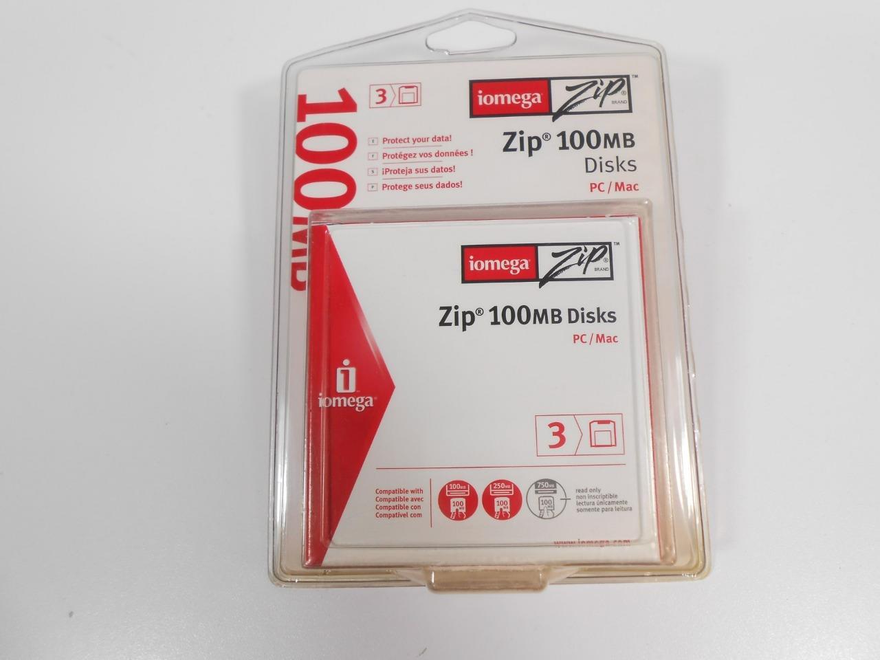 Pack of 3 IOMEGA 100 MB Zip Disks. NEW in Sealed Package.  PC/Mac