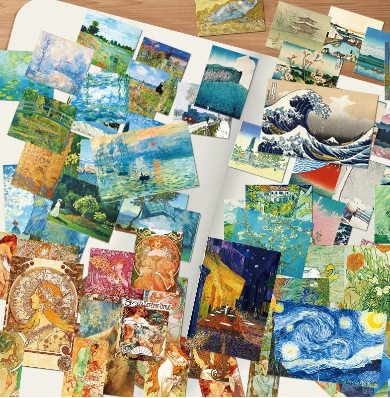 40pcs Vincent Van Gogh Monet Mucha Impressionism Art Stickers Pack, Famous Paint
