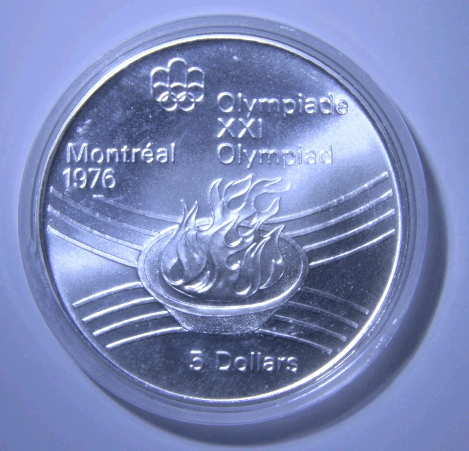 1976 Canadian Montreal Summer Olympics .925 Fine Silver $5 Coin "Olympic Flame"