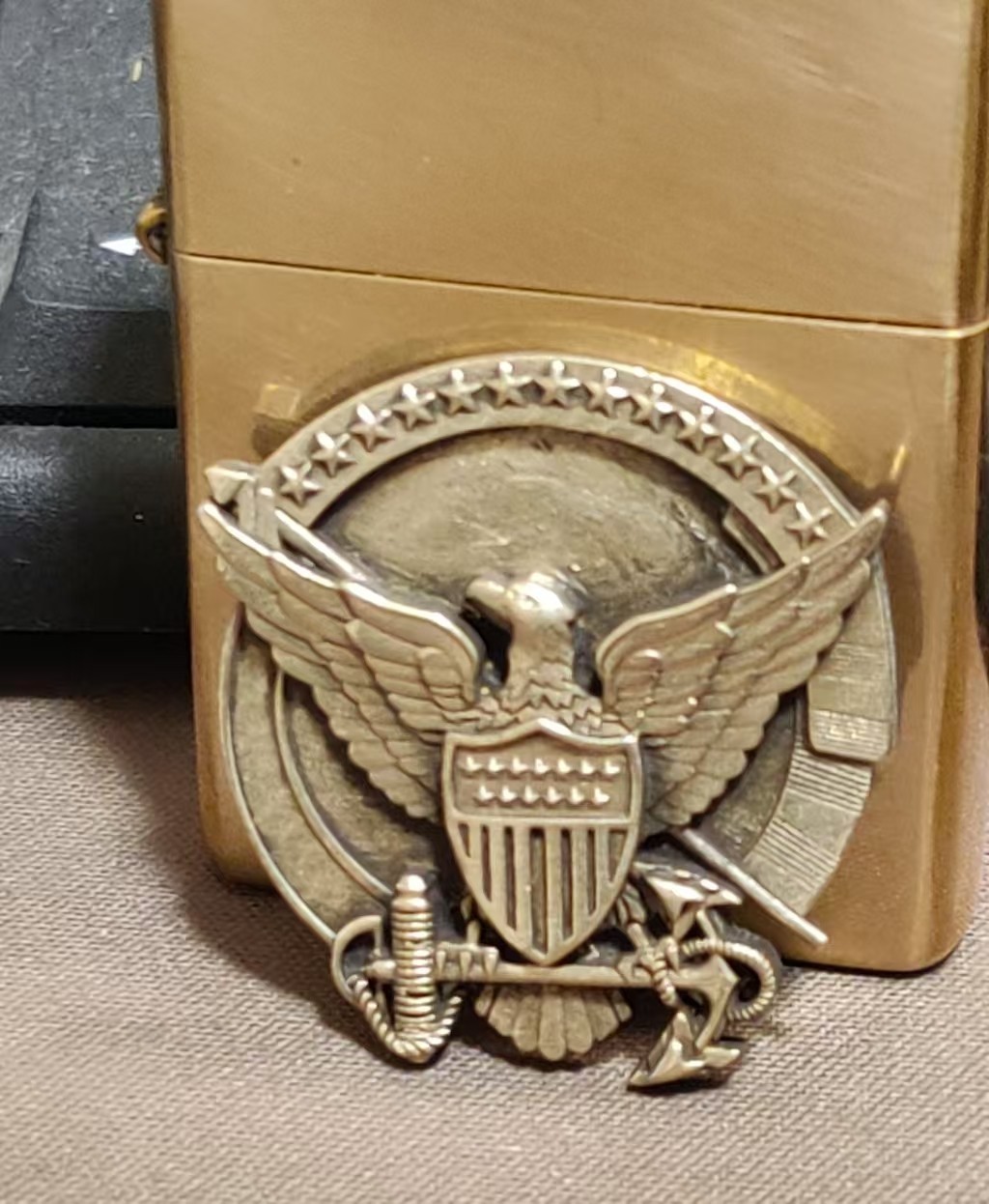 1 piece Lighter accessories Brass Eagle Shield Anchor Badge DIY sticker