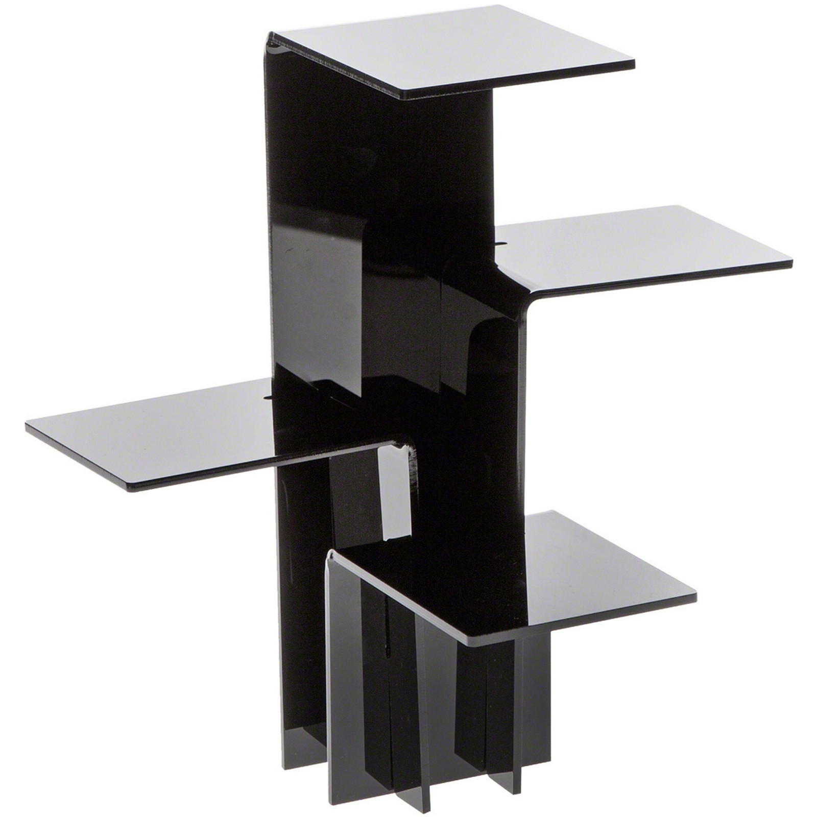 Plymor Black Acrylic Quick Connect 4-Shelf Riser, 12.375" H x 12.25" W x 12.25"D