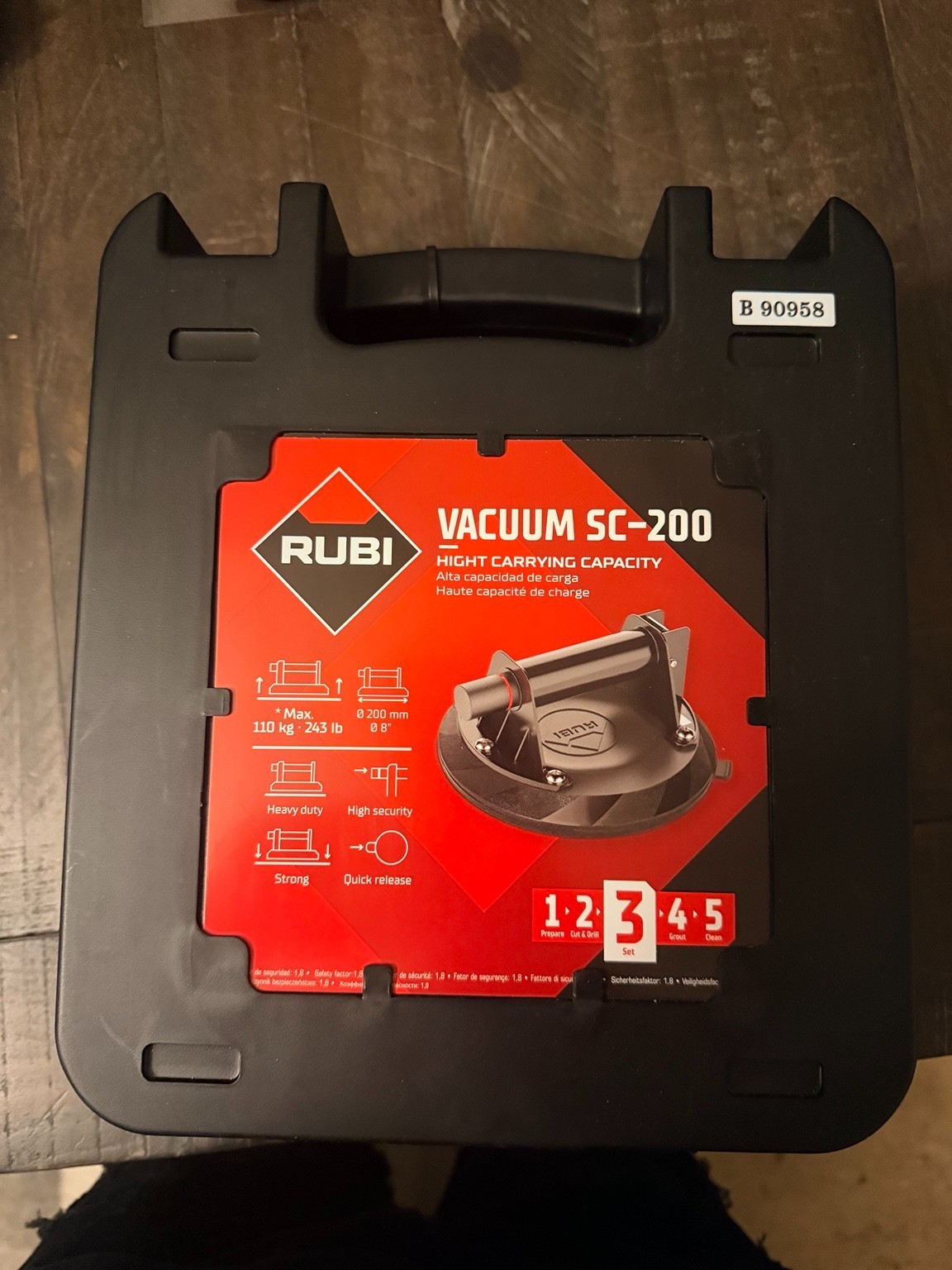 RUBI Vacuum SC-200 Suction Cup Tile Lifter 243 lb Capacity Heavy Duty w/ Case
