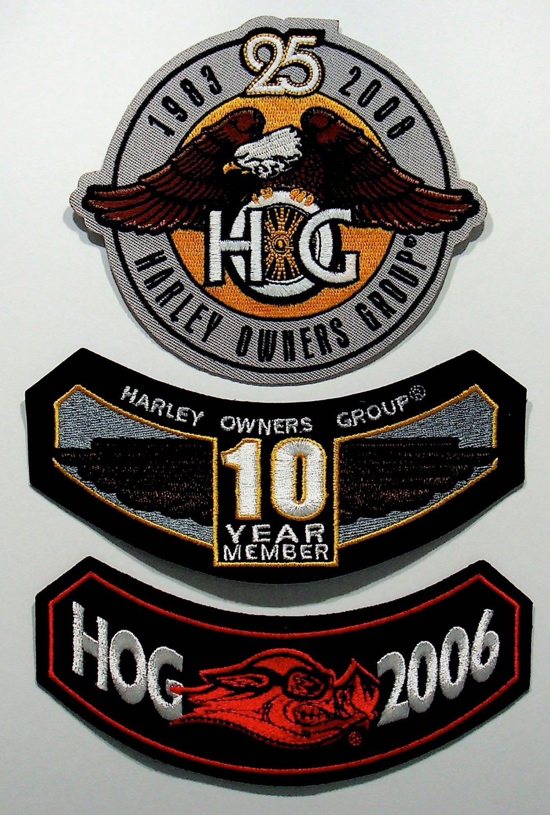 Three Collectable Harley Davidson Hog Patches -KK-61