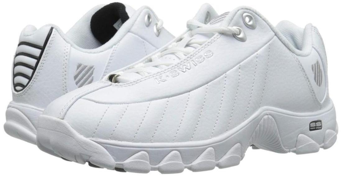 Extra Wide Fit Men K-Swiss Leather Sneaker Shoe 03426-129 White/Black/Silver New
