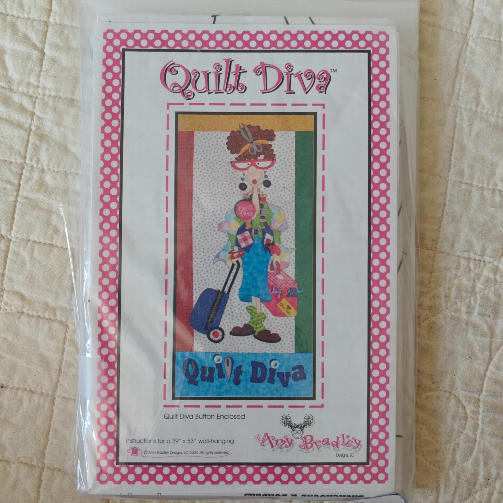 2006 Amy Bradley "Quilt Diva" Craft theme Wall Quilt Pattern 29x53"