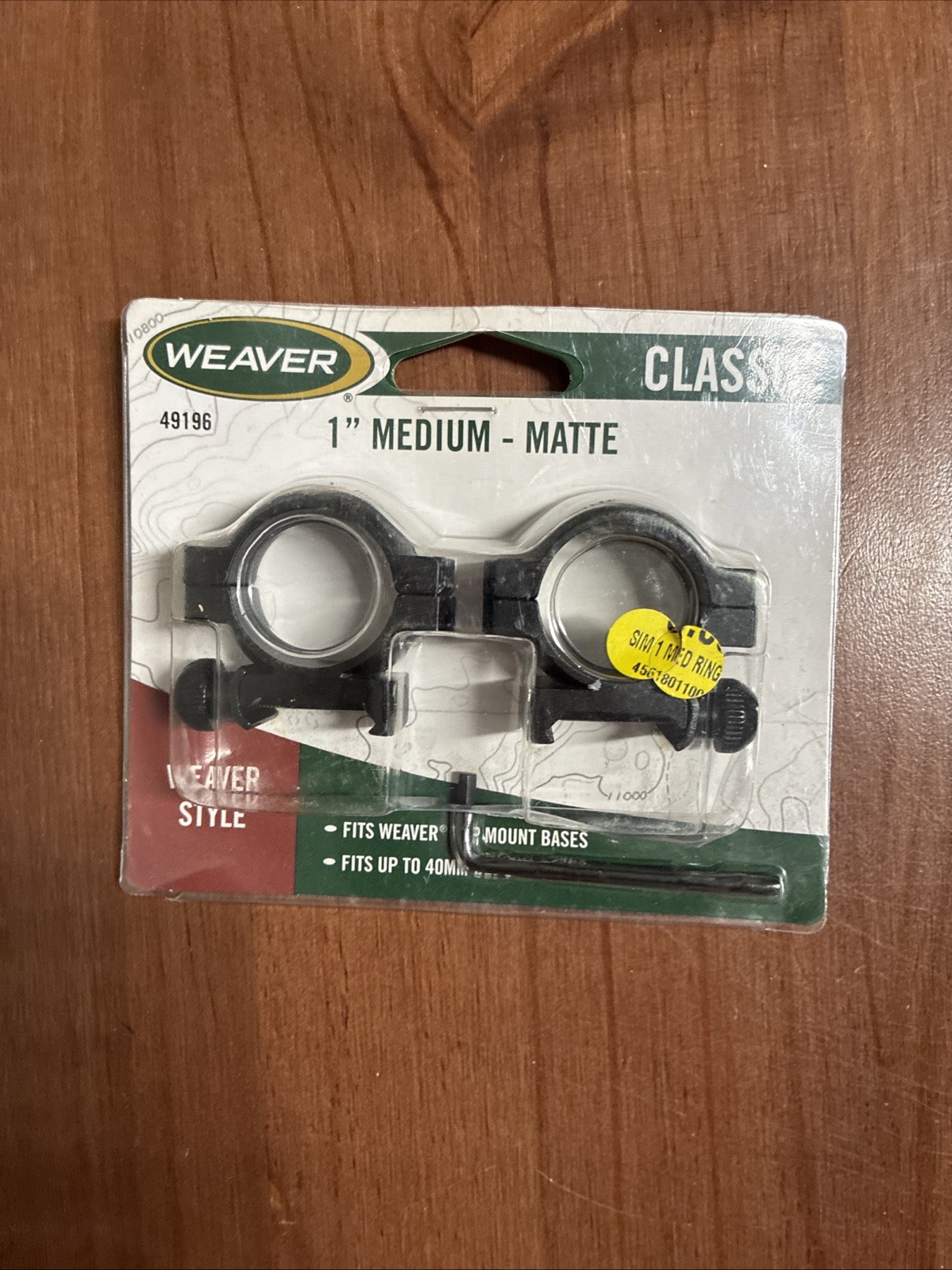 Weaver 49196 Classic 1" Medium Scope Ring Matte Black Fits Up To 40MM