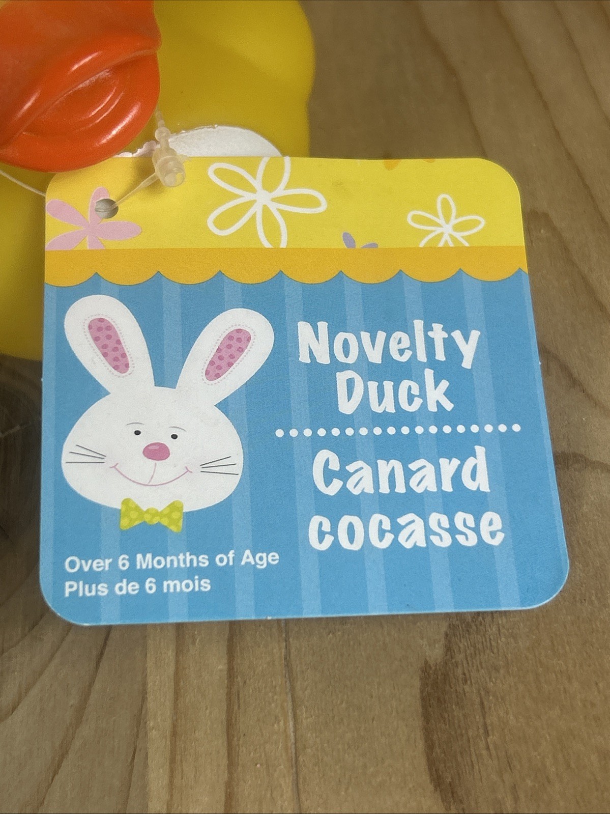 Easter Bunny Rubber Ducky Plastic Bath Toy White Ears Tail 3.5” NEW