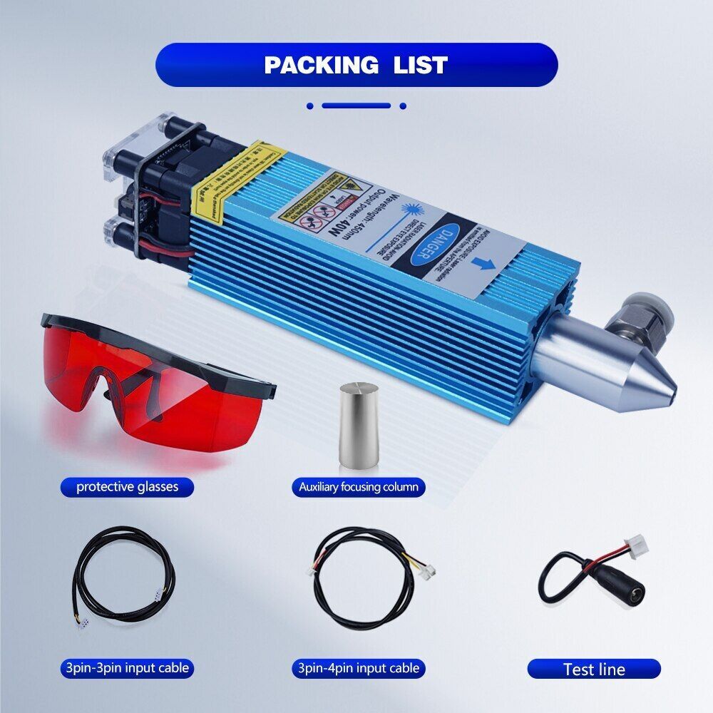 40W Fixed Focus Laser Module 450nm For CNC 3018pro  Engraving Cutting Machine