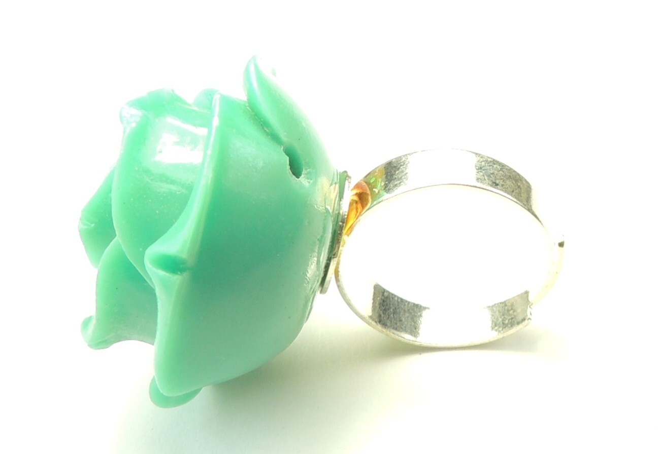 Turquoise Rose Ring Large Adjustable Handmade Statement