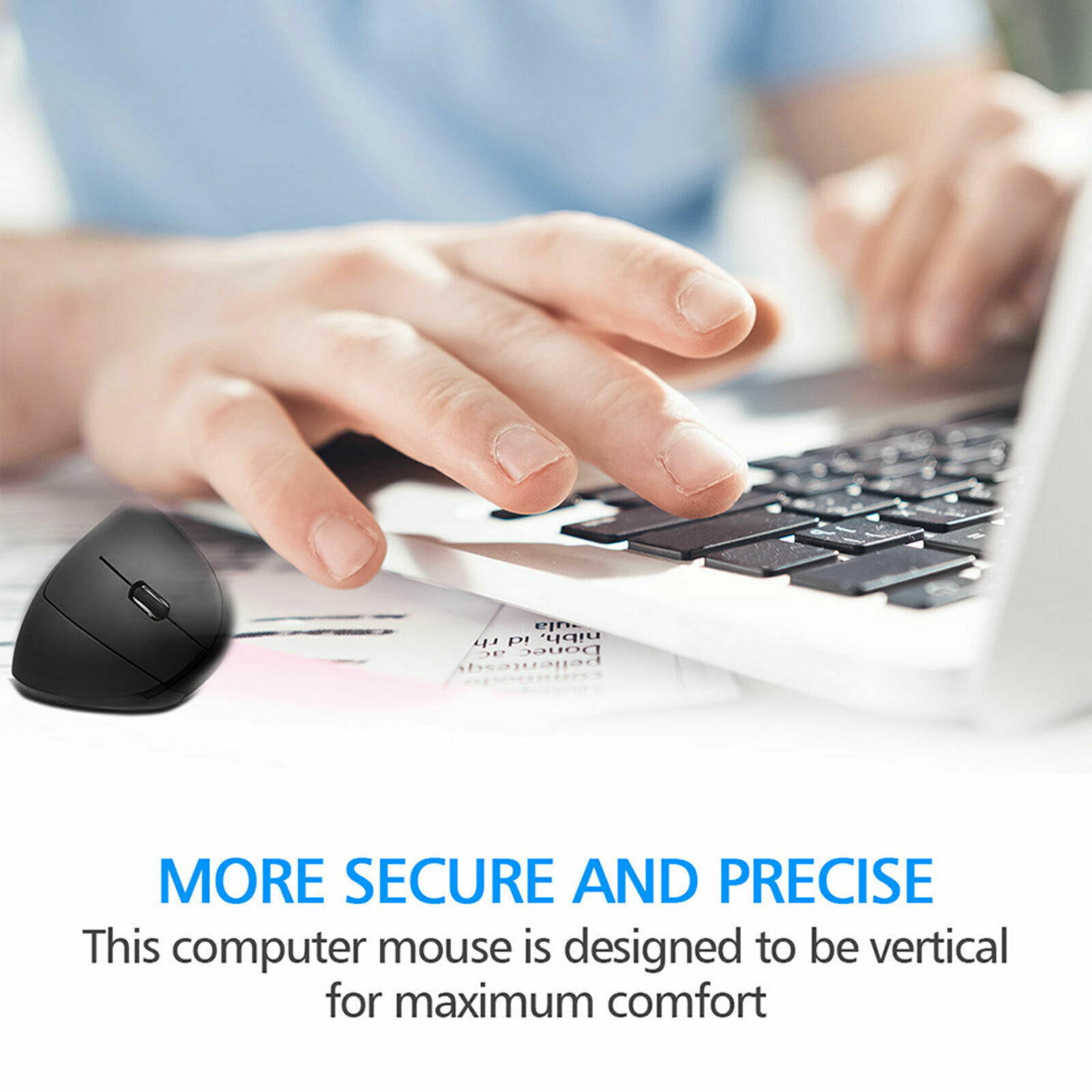 Ergonomic Mouse Optical Vertical Mice 6 Keys USB Wireless 2.4GHz 1200DPI For PC