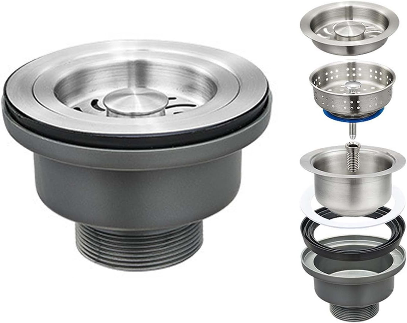 3-1/2 ‘’Kitchen Sink Drain Assembly Kit 304 Stainless Steel Sink Strainer Drain