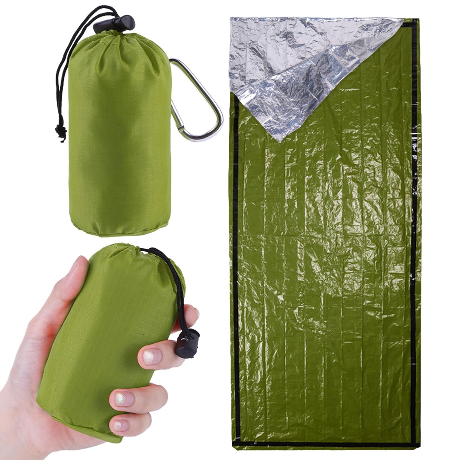 Emergency Sleeping Bag 2 Pack Portable Emergency Blanket for Survival Gear, T...