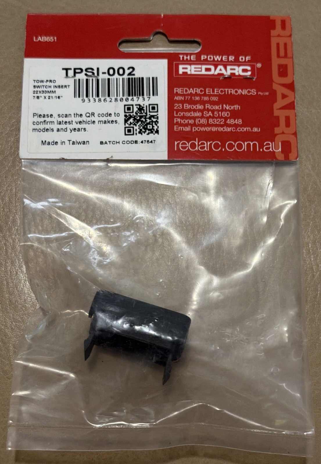 Redarc TSPI-002 Tow-Pro Switch Insert 7/8" x 2 1/16" Brake Controller Mount