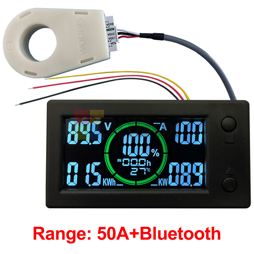 DC0-300V 50A/100A/200A/400A Bluetooth Voltage Current Power Energy Coulomb Meter