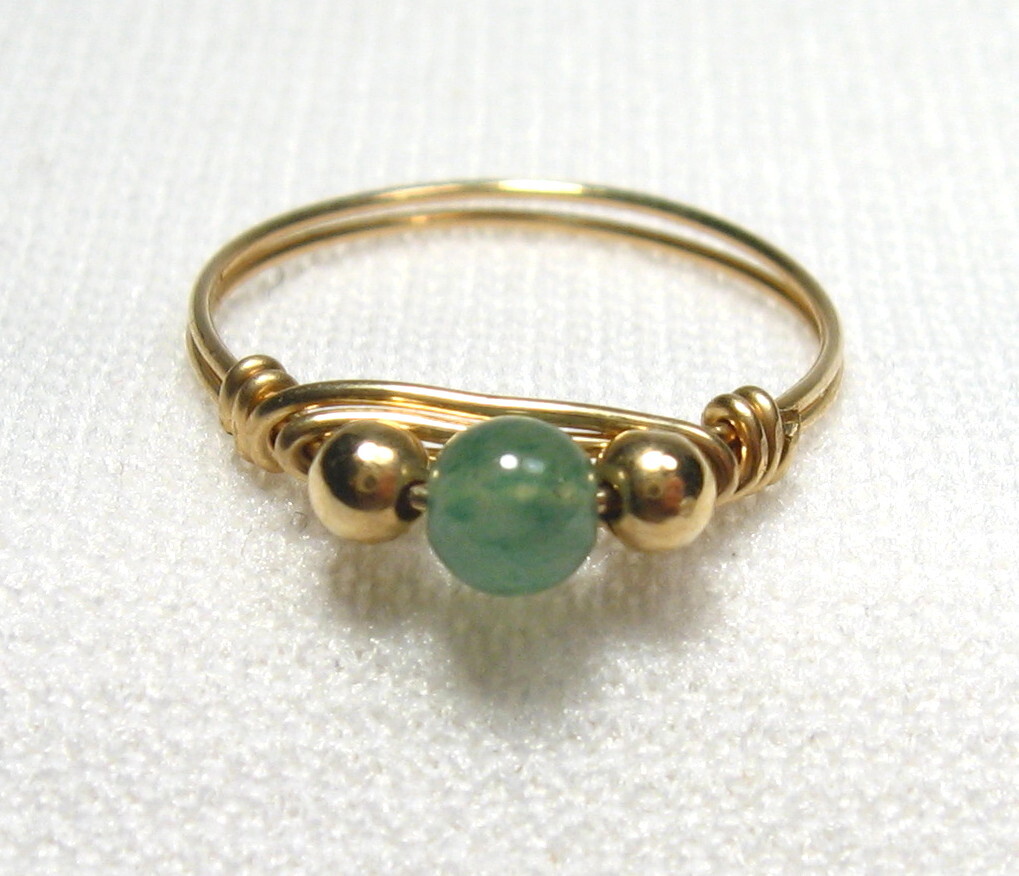 Handtied Wire Gemstone Rings Gold Size 7.5