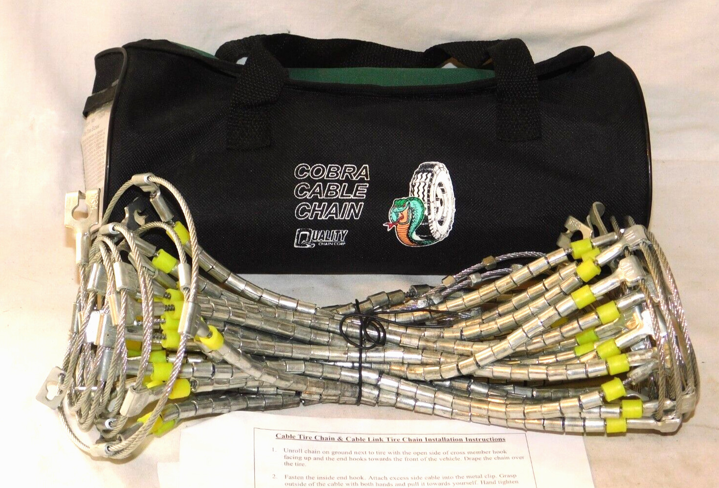 1034 Cobra Cable Tire Chains in bag, 1 Pair - Never Used