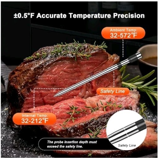 Wireless Smart Meat Thermometer..Wireless BBQ Meat Thermometer With APP