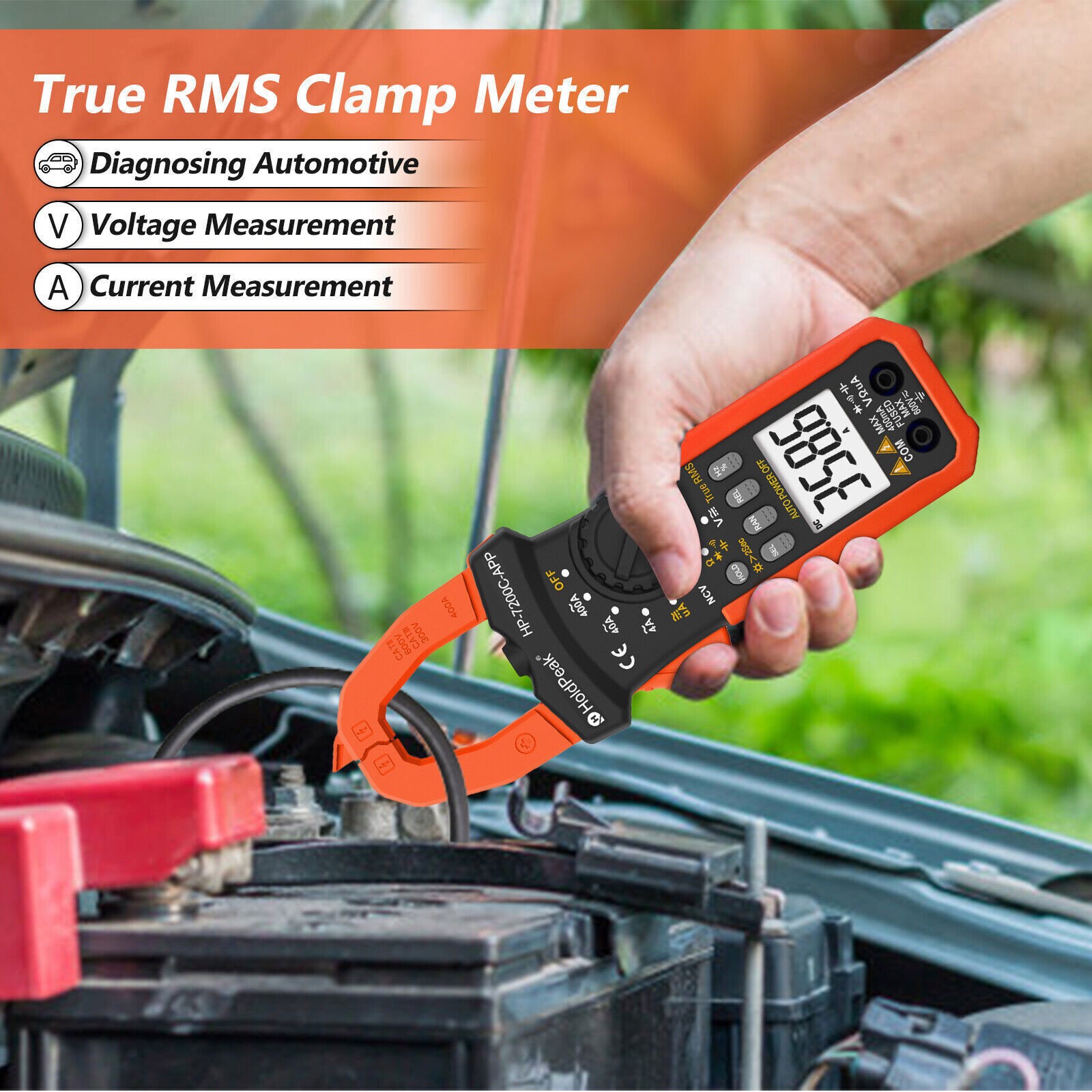 Digital TRMS Clamp Meter 600V AC/DC 400A 40MΩ 26mm 4000C Data Hold Backlight