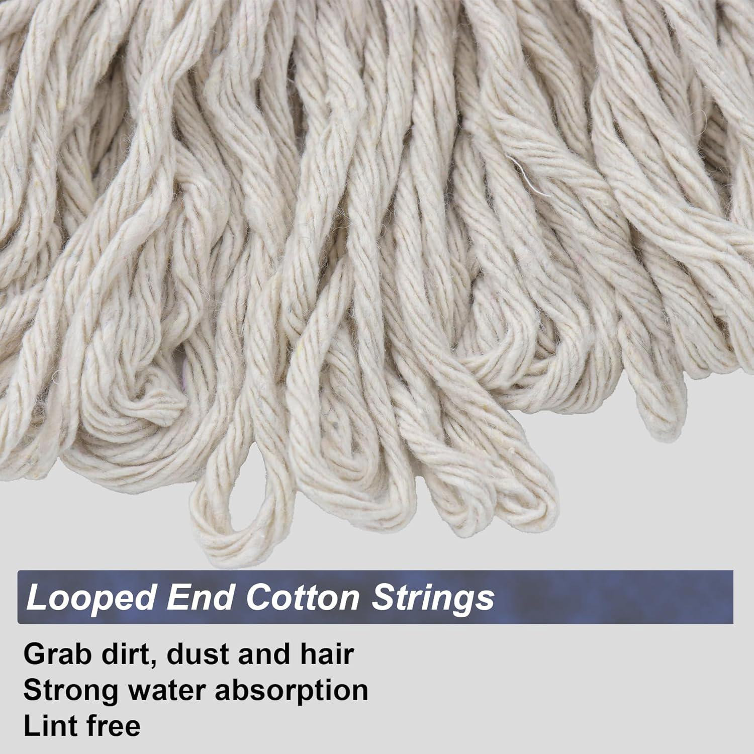 Cotton String Screw on Mop Replacement Head Compatible with All Standard US Pole