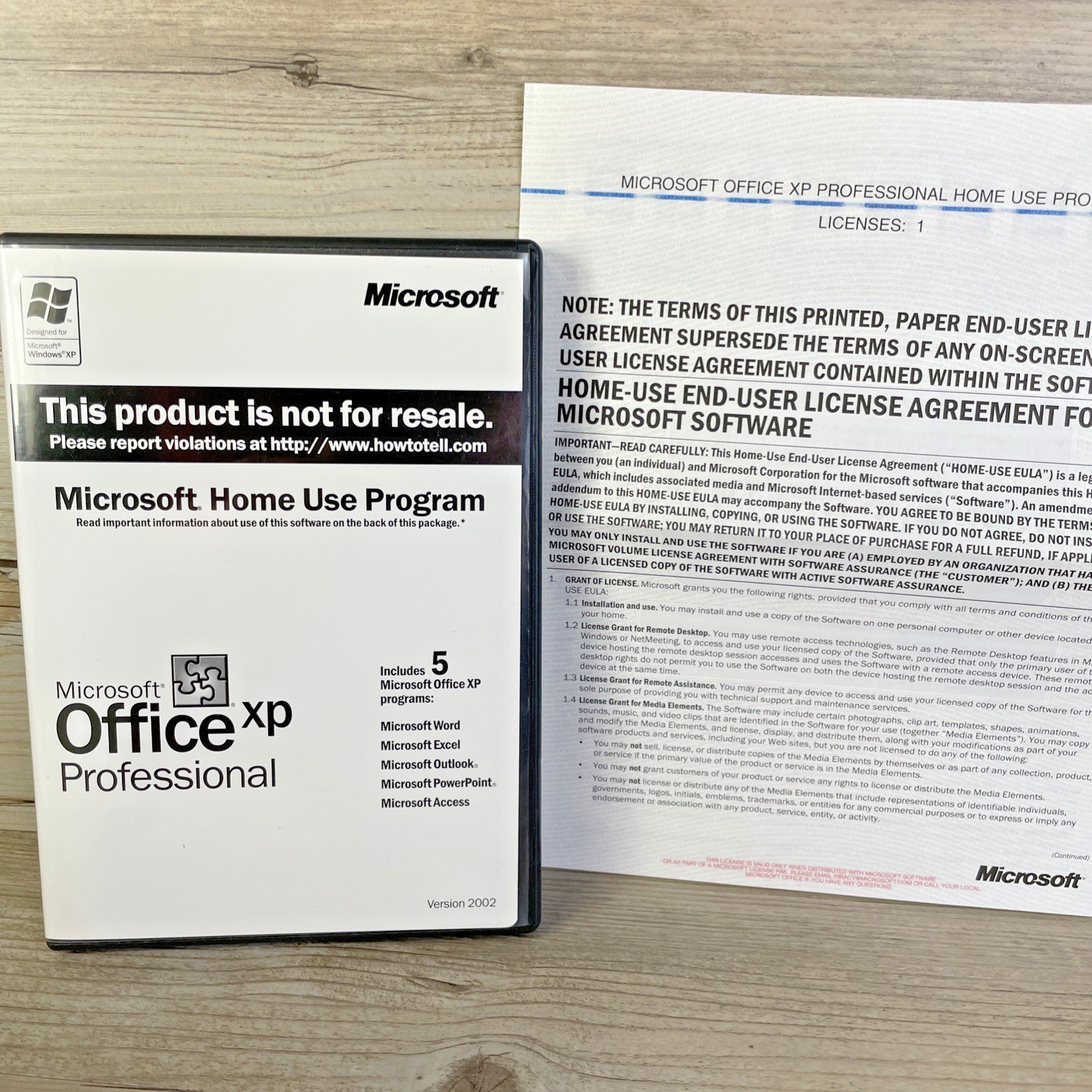 Microsoft Office XP Professional Home Version 5 programs w/Key Lic Vintage 2002