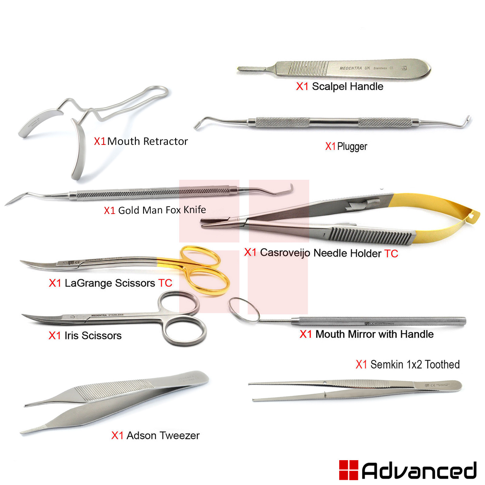 Periodontal Surgical Gingival Gum Tissue Grafting Tunneling Instruments Kit
