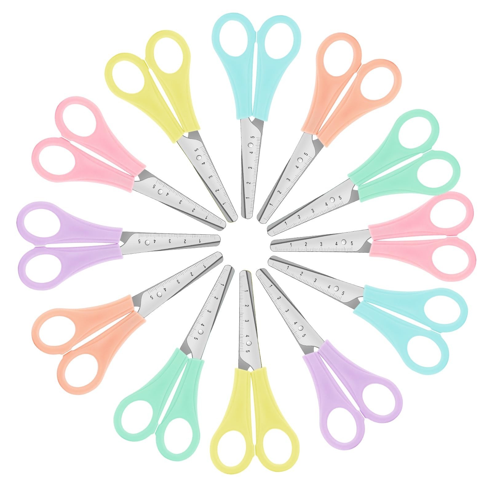 12 Pack Kids Safety Scissors with Blunt Tips - Non-Toxic Plastic Craft Scisso...