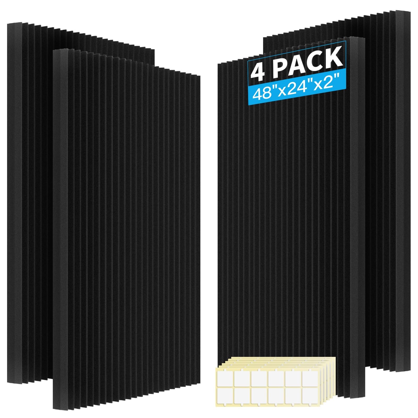 4 PCS Acoustic Panels,48''X24''X2'' Soundproof Foam Wall Panels,High Density ...